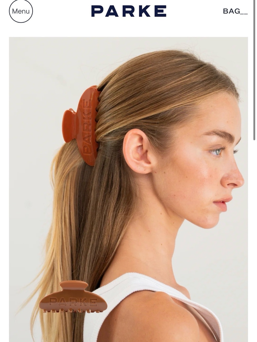 New in bag and pouch! Parke Burnt Orange Hair Claw Clip